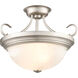 None 2 Light 15 inch Satin Nickel Semi-Flush Mount Ceiling Light